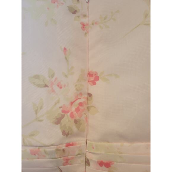 Baby Pink Floral Milk Maid‎ Coquette Flutter Sleeve Midi Dress Bridal A Line - Picture 7 of 7